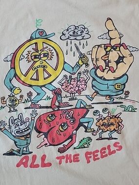 Killer Acid Graphic T Shirt Men's Small All the Feels Streetwear Skater Casual